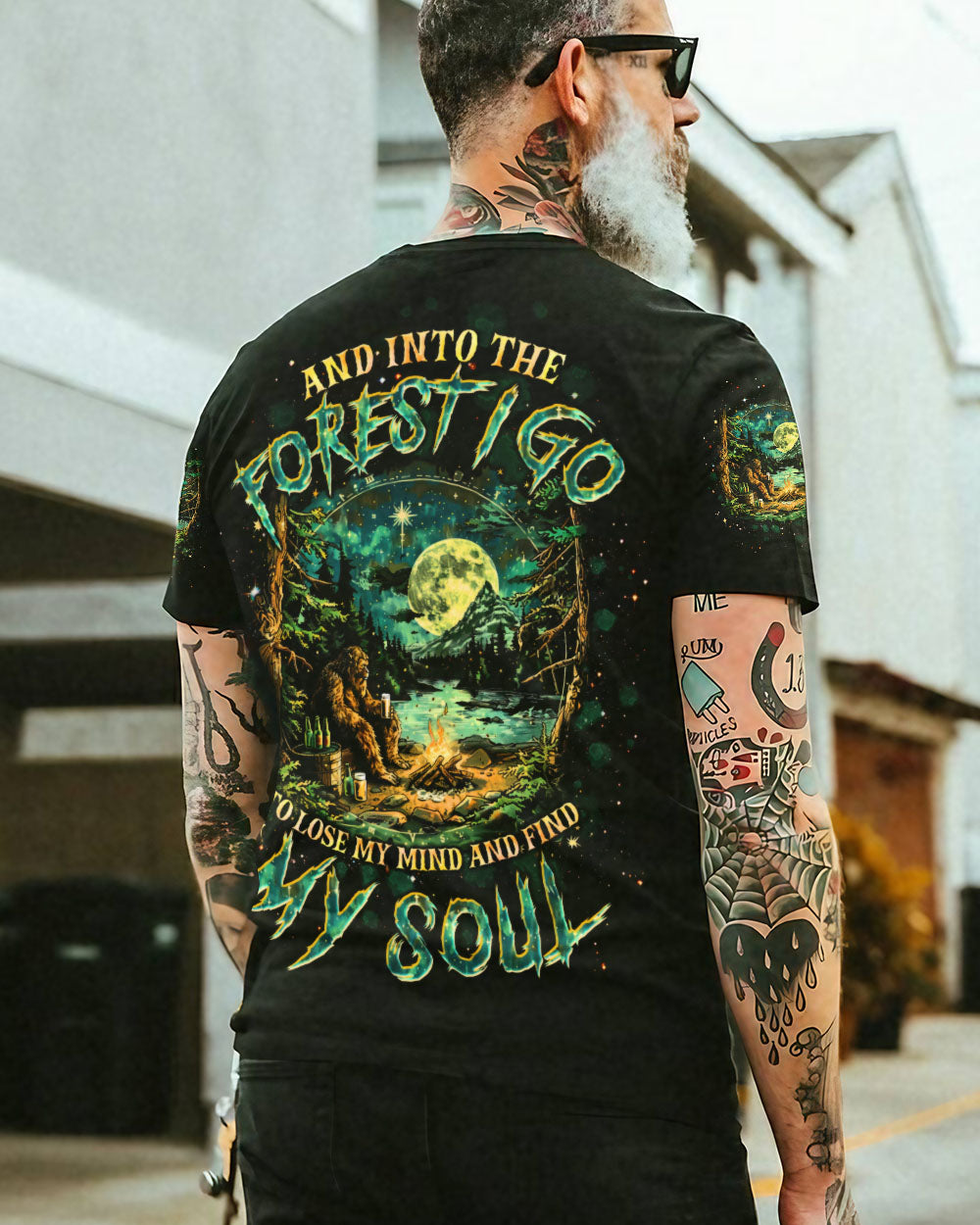 BLISSCORNERS AND INTO THE FOREST I GO BIGFOOT ALL OVER PRINT