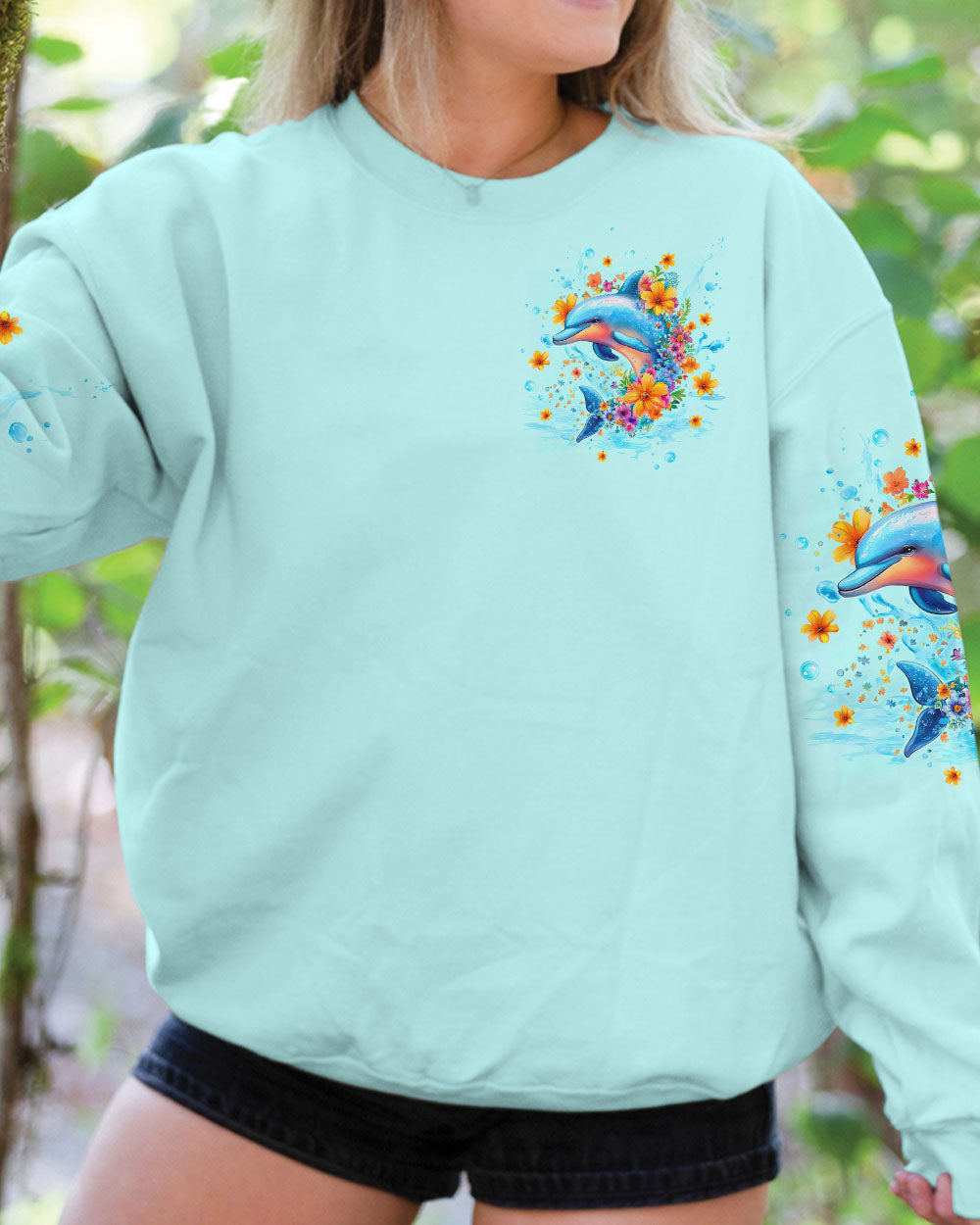 BLISSCORNERS DANCING WITH DOLPHINS ALL OVER PRINT