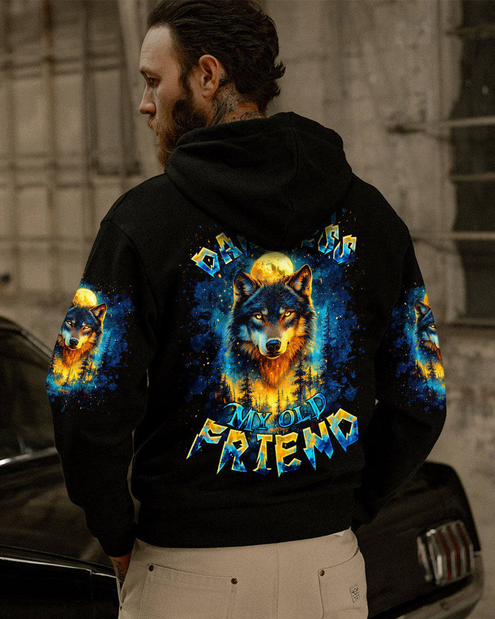 BLISSCORNERS HELLO DARKNESS MY OLD FRIEND WOLF ALL OVER PRINT