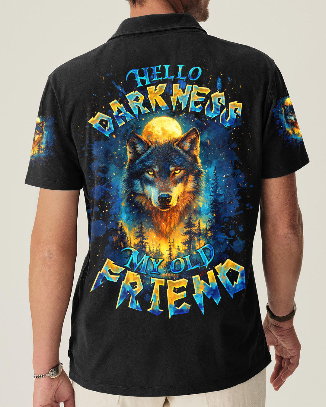 BLISSCORNERS HELLO DARKNESS MY OLD FRIEND WOLF ALL OVER PRINT