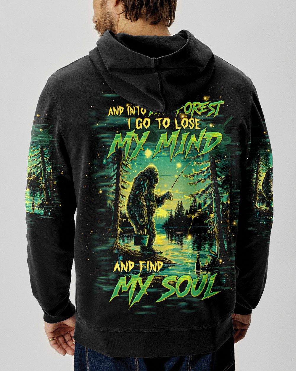 BLISSCORNERS AND INTO THE FOREST I GO BIGFOOT FISHING ALL OVER PRINT