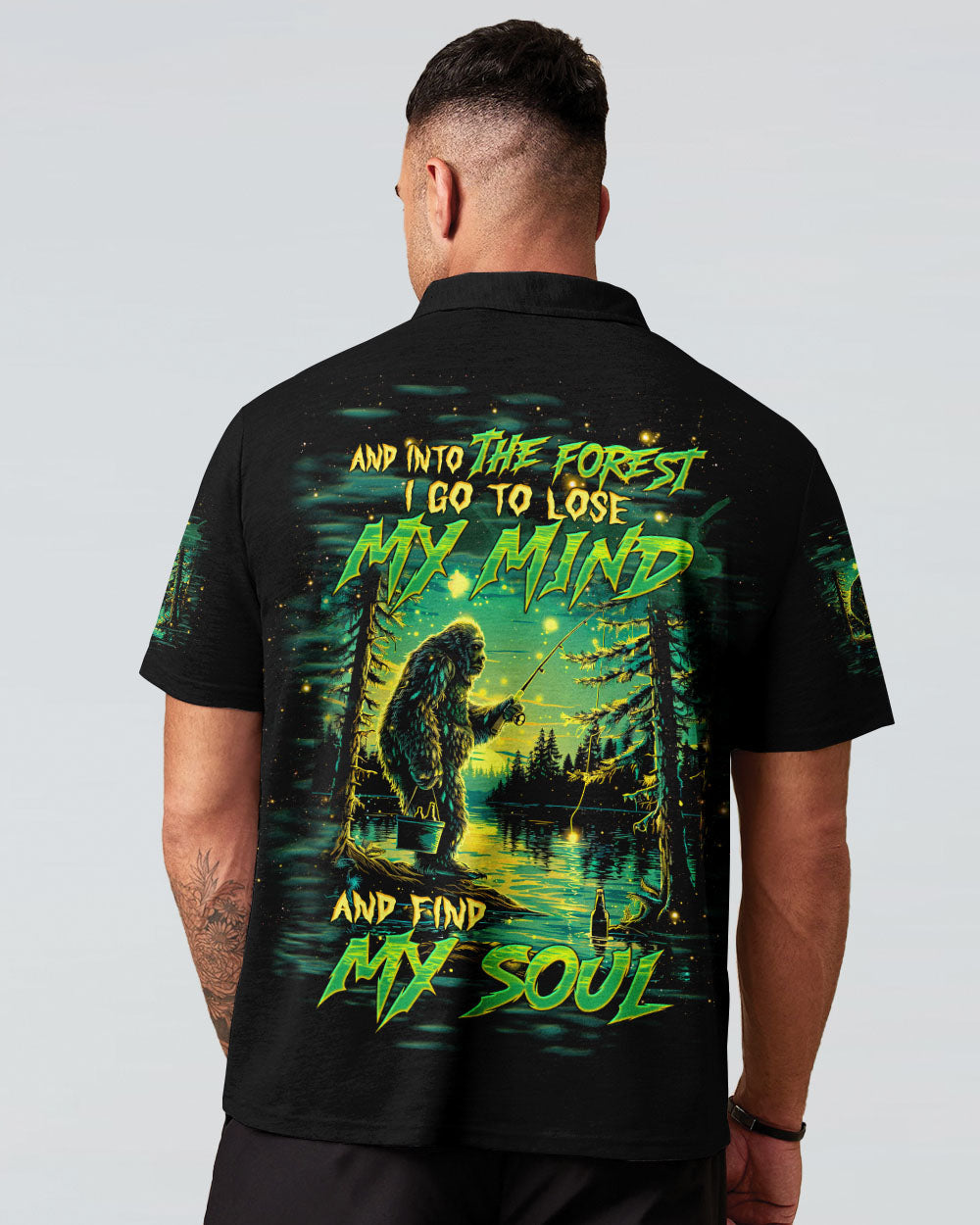 BLISSCORNERS AND INTO THE FOREST I GO BIGFOOT FISHING ALL OVER PRINT