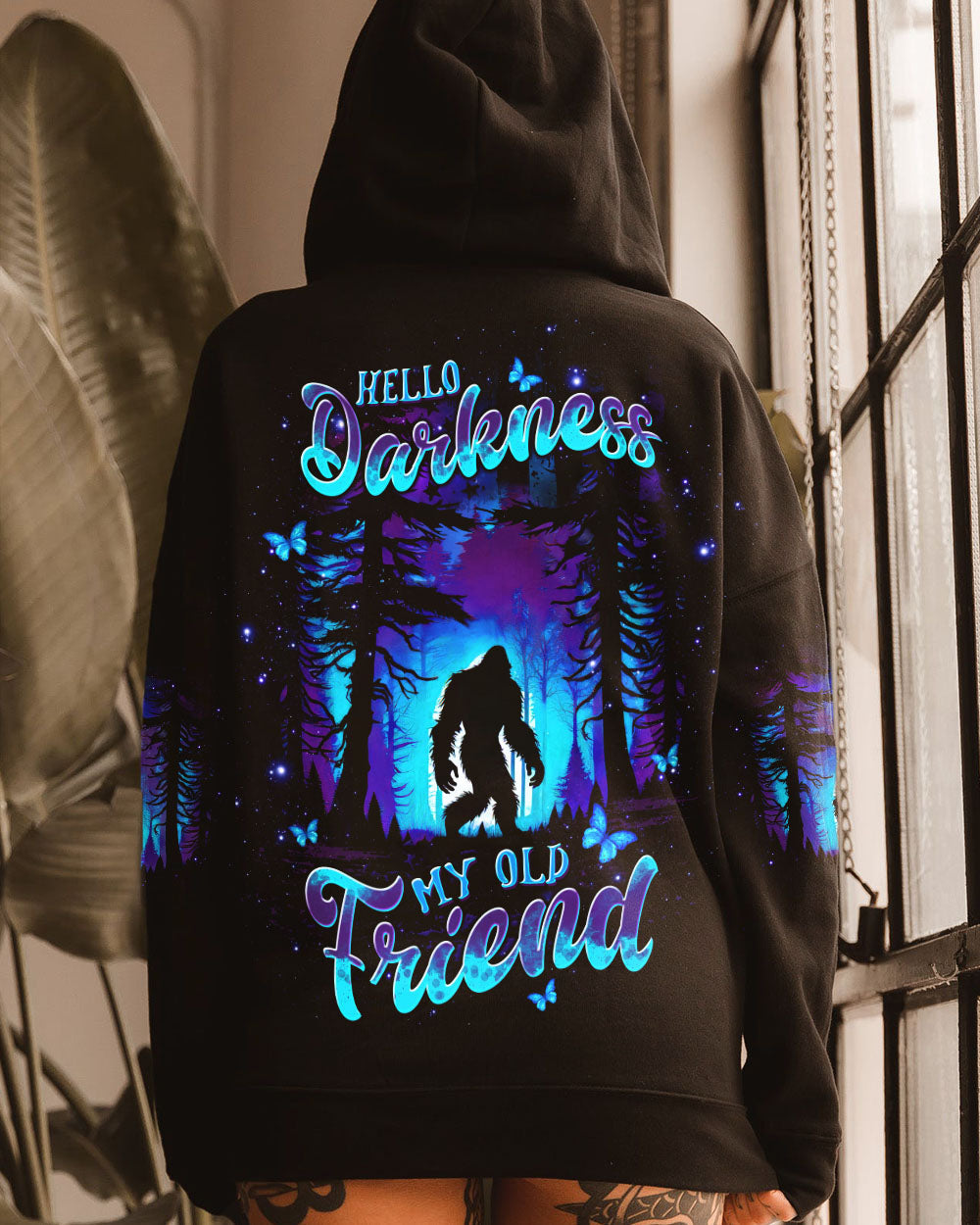 BLISSCORNERS HELLO DARKNESS MY OLD FRIEND BIGFOOT ALL OVER PRINT