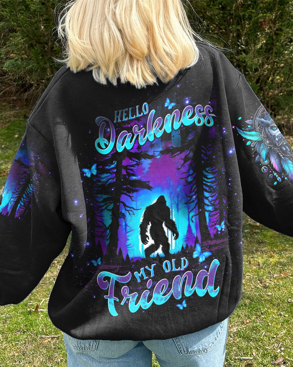 BLISSCORNERS HELLO DARKNESS MY OLD FRIEND BIGFOOT ALL OVER PRINT