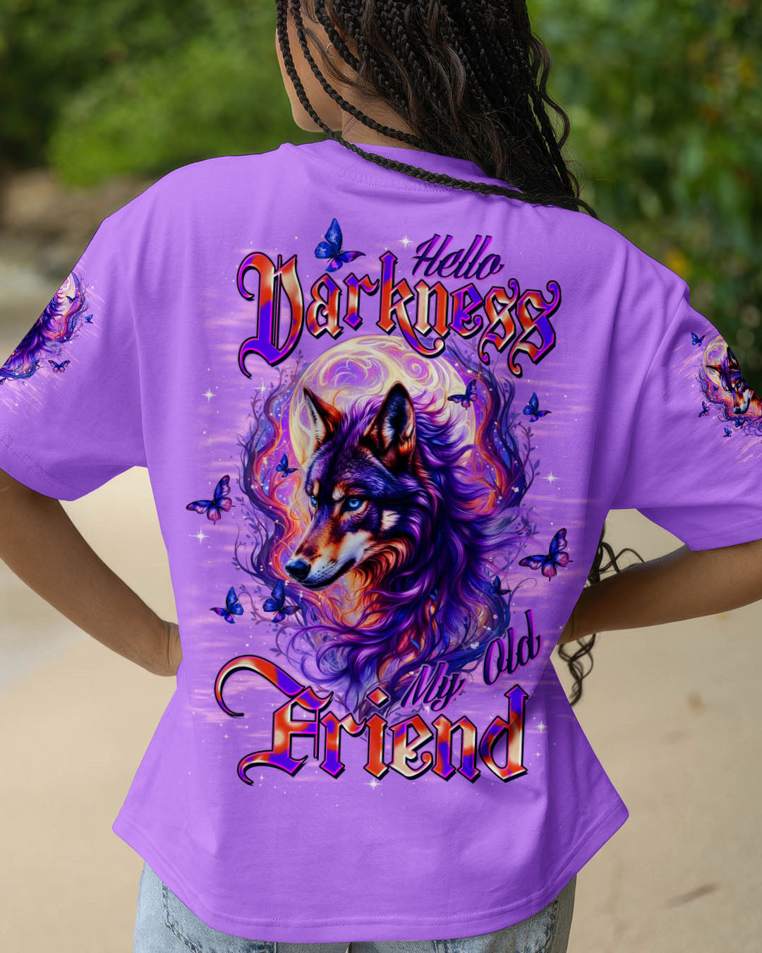 BLISSCORNERS HELLO DARKNESS MY OLD FRIEND WOLF ALL OVER PRINT