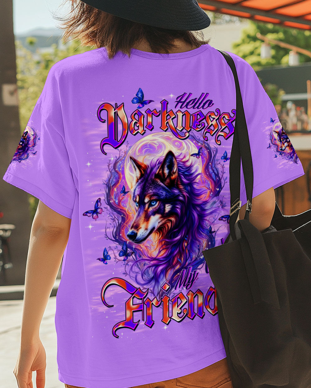 BLISSCORNERS HELLO DARKNESS MY OLD FRIEND WOLF ALL OVER PRINT