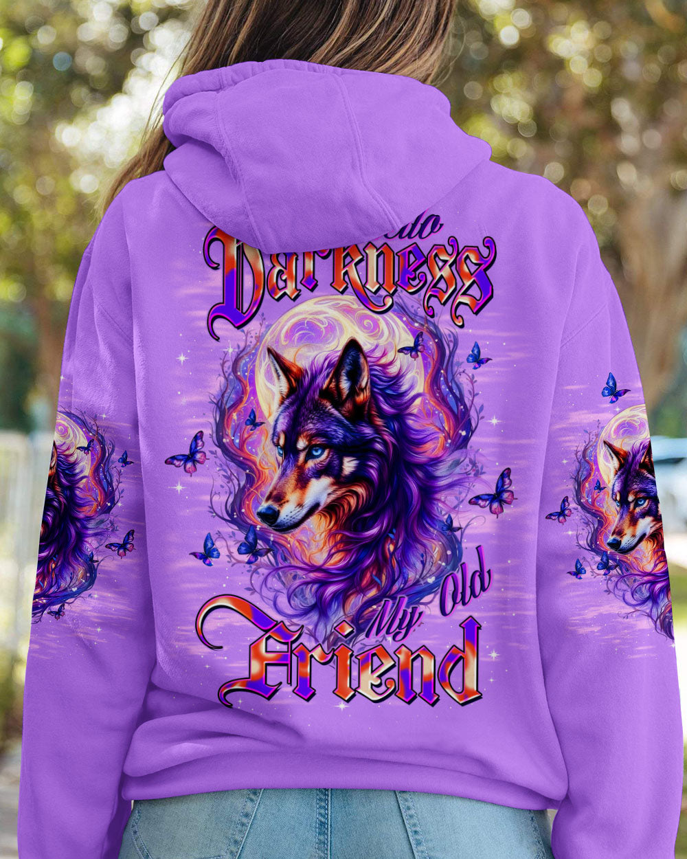 BLISSCORNERS HELLO DARKNESS MY OLD FRIEND WOLF ALL OVER PRINT