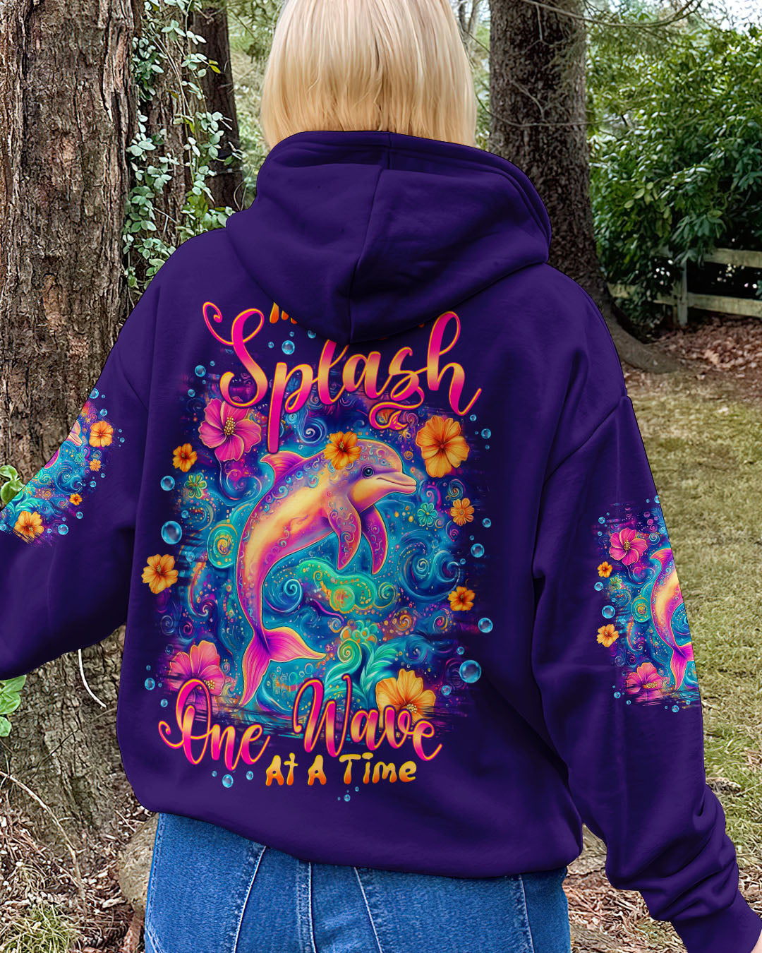 BLISSCORNERS MAKING A SPLASH ONE WAVE AT A TIME DOLPHIN ALL OVER PRINT