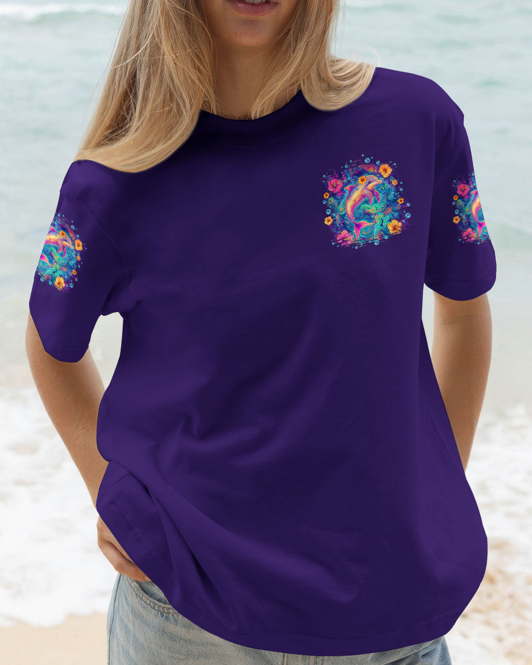 BLISSCORNERS MAKING A SPLASH ONE WAVE AT A TIME DOLPHIN ALL OVER PRINT