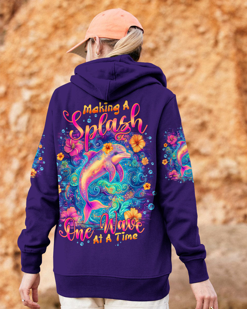 BLISSCORNERS MAKING A SPLASH ONE WAVE AT A TIME DOLPHIN ALL OVER PRINT