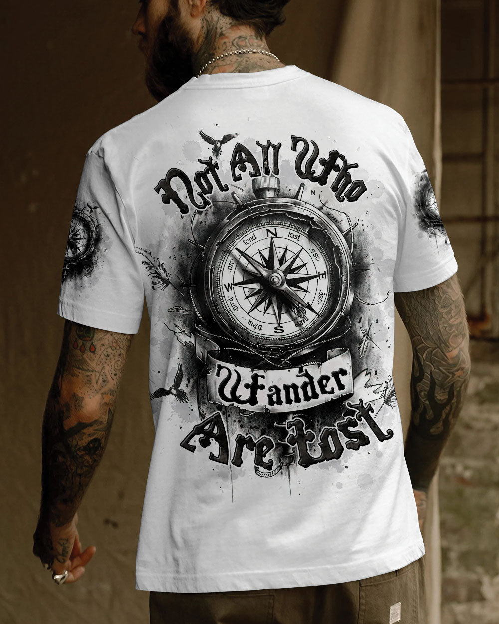 BLISSCORNERS NOT ALL WHO WANDER ARE LOST COMPASS ALL OVER PRINT