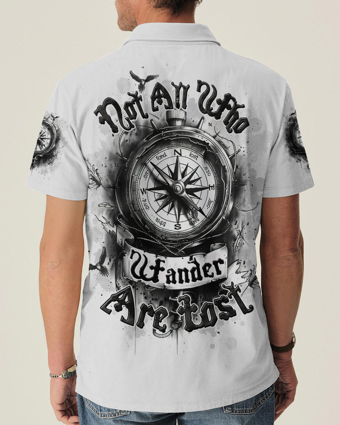 BLISSCORNERS NOT ALL WHO WANDER ARE LOST COMPASS ALL OVER PRINT
