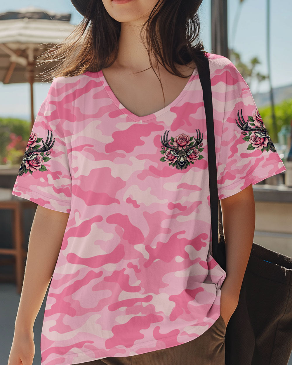 BLISSCORNERS PRETTY IN PINK HUNTING DEER ALL OVER PRINT