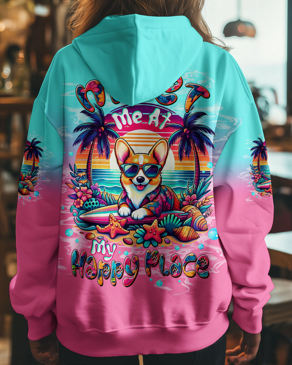 BLISSCORNERS MEET ME AT MY HAPPY PLACE DOG CORGI ALL OVER PRINT