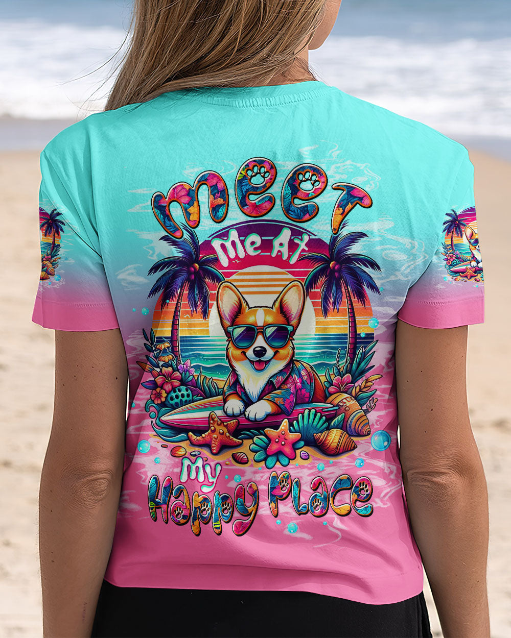 BLISSCORNERS MEET ME AT MY HAPPY PLACE DOG CORGI ALL OVER PRINT
