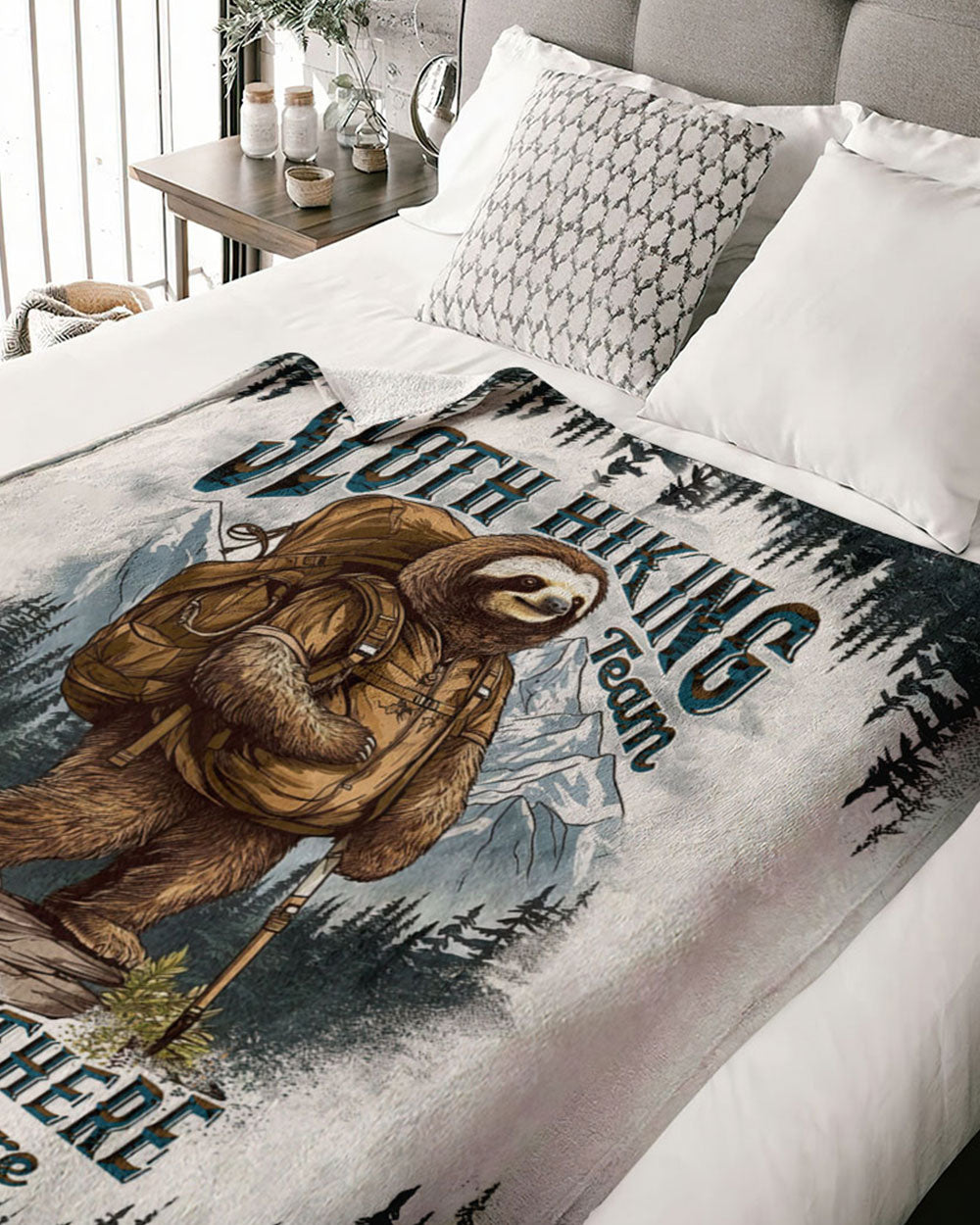 BLISSCORNERS SLOTH HIKING TEAM WOVEN AND FLEECE BLANKET