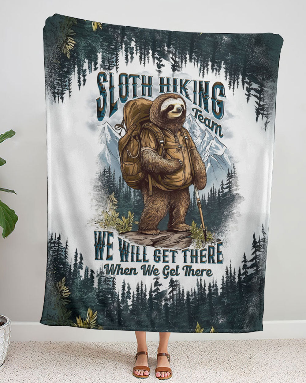 BLISSCORNERS SLOTH HIKING TEAM WOVEN AND FLEECE BLANKET