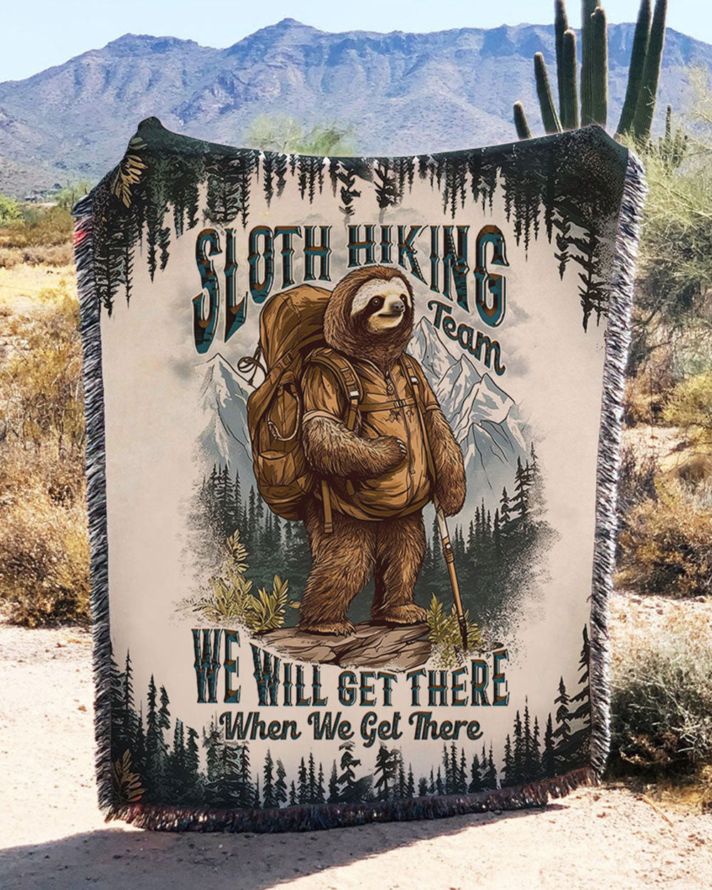 BLISSCORNERS SLOTH HIKING TEAM WOVEN AND FLEECE BLANKET