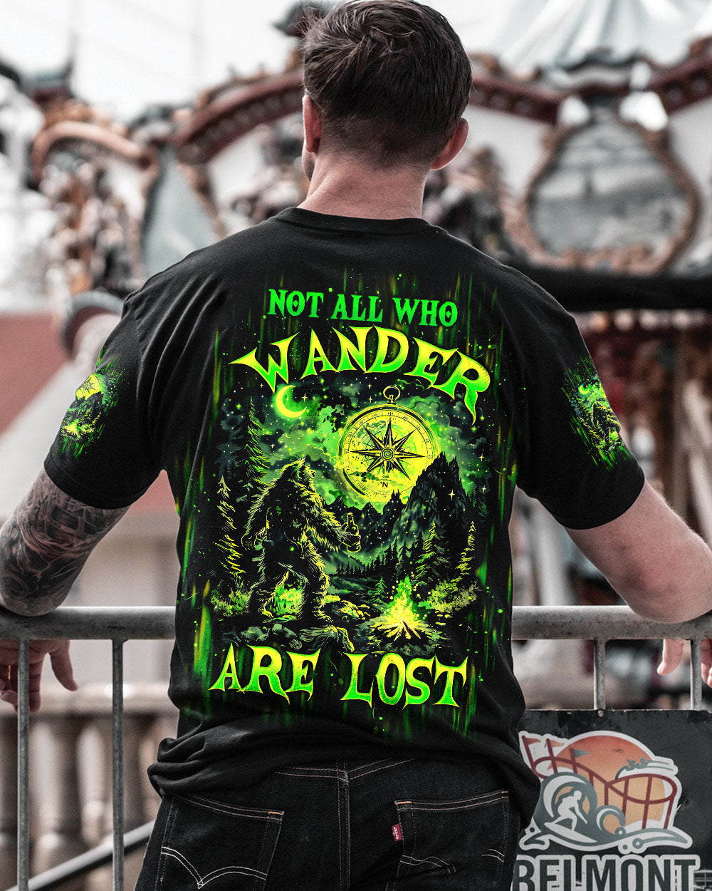 BLISSCORNERS NOT ALL WHO WANDER ARE LOST BIGFOOT COMPASS ALL OVER PRINT -  TLTW1102253