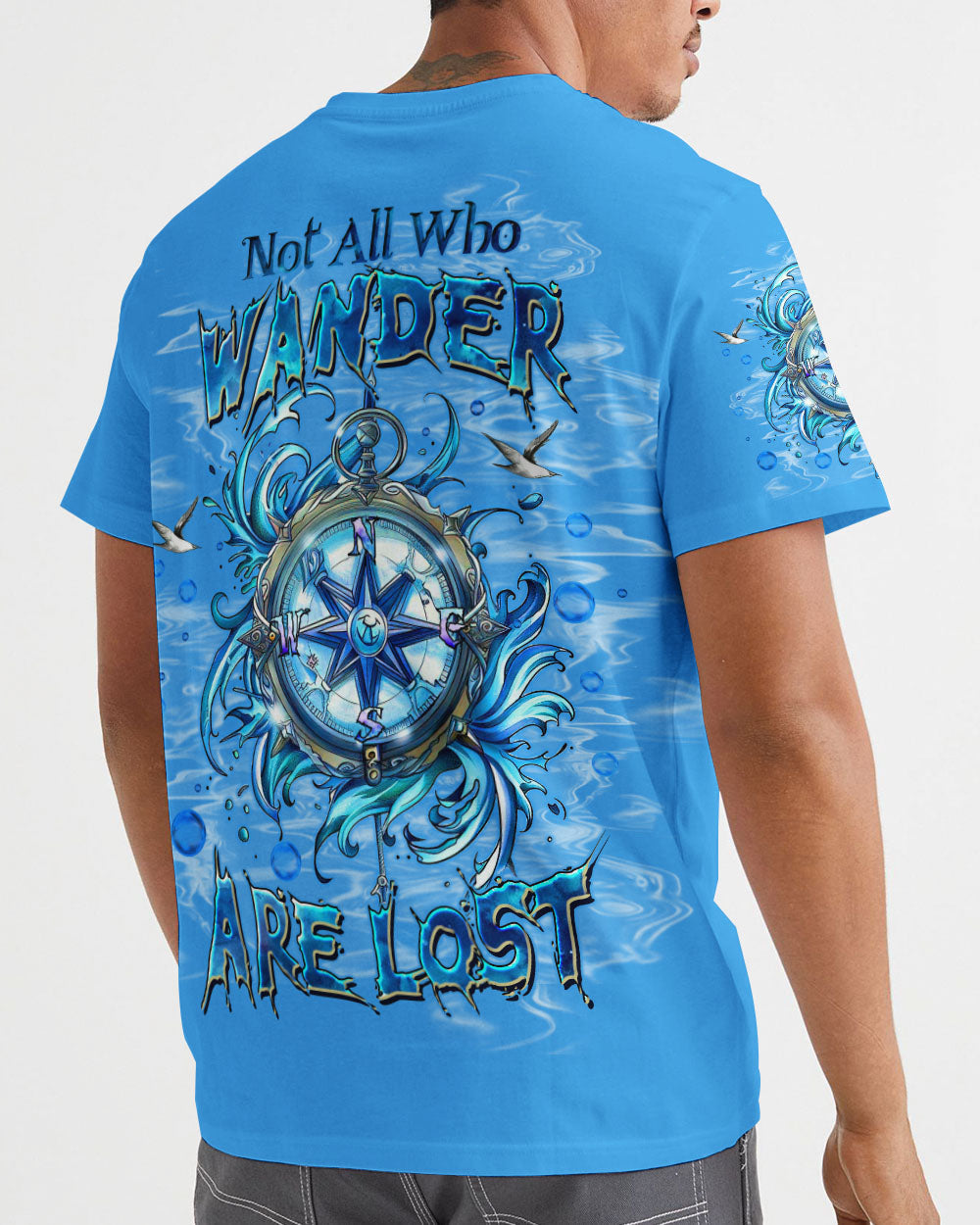 BLISSCORNERS NOT ALL WHO WANDER ARE LOST COMPASS OCEAN ALL OVER PRINT