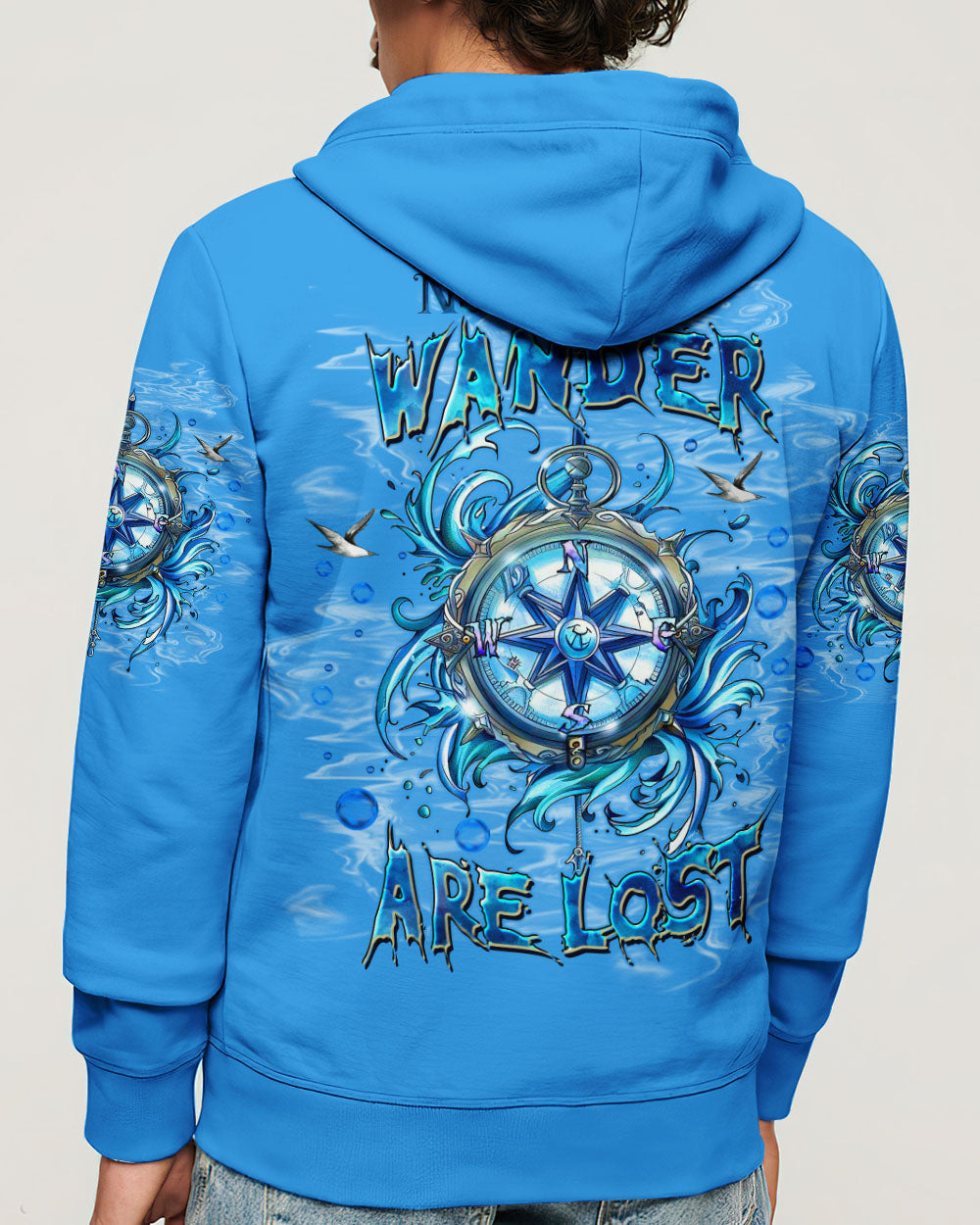 BLISSCORNERS NOT ALL WHO WANDER ARE LOST COMPASS OCEAN ALL OVER PRINT