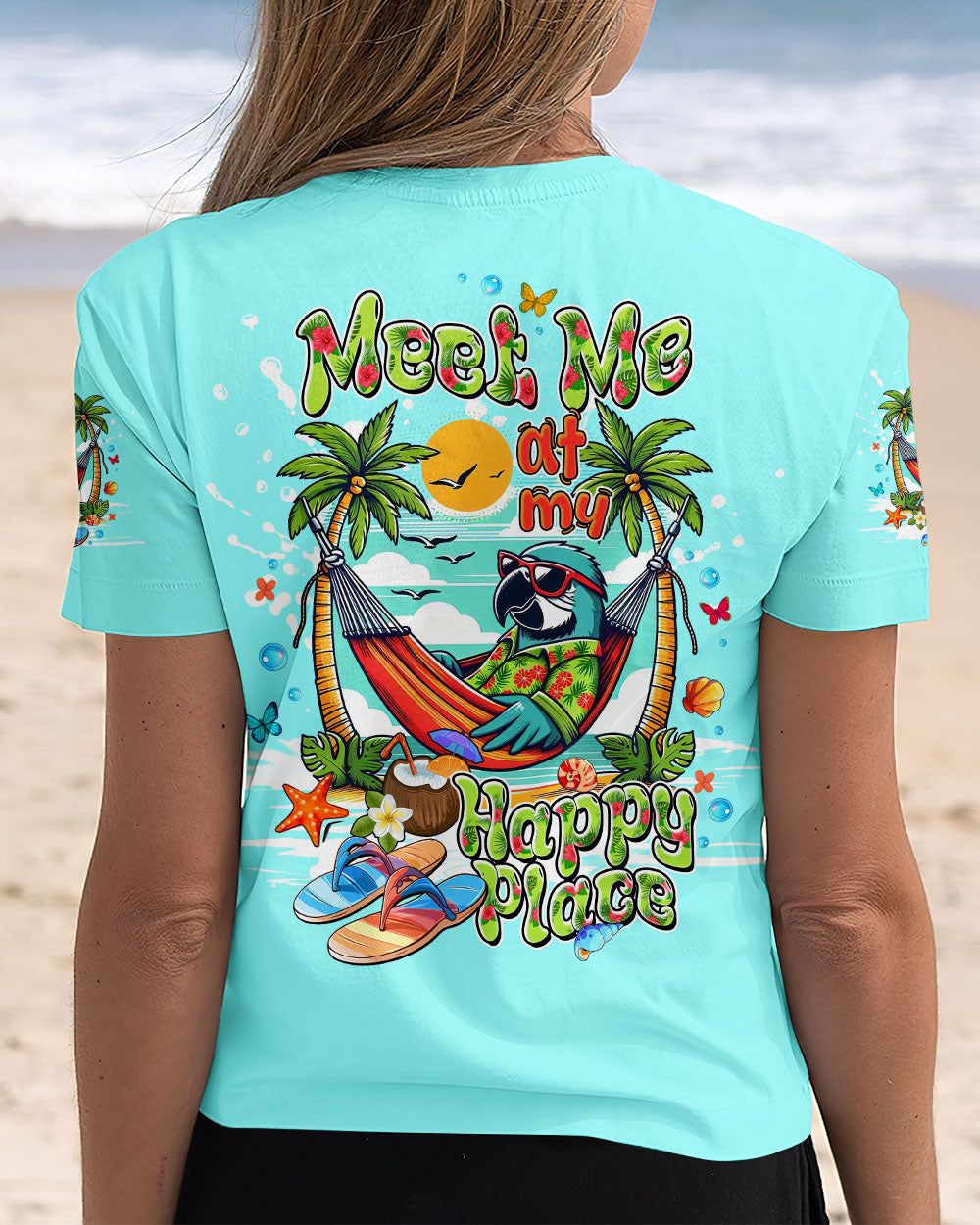 BLISSCORNERS MEET ME AT MY HAPPY PLACE PARROT ALL OVER PRINT