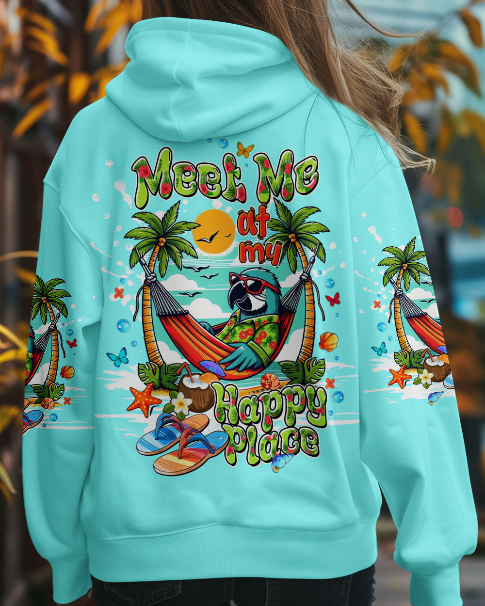 BLISSCORNERS MEET ME AT MY HAPPY PLACE PARROT ALL OVER PRINT