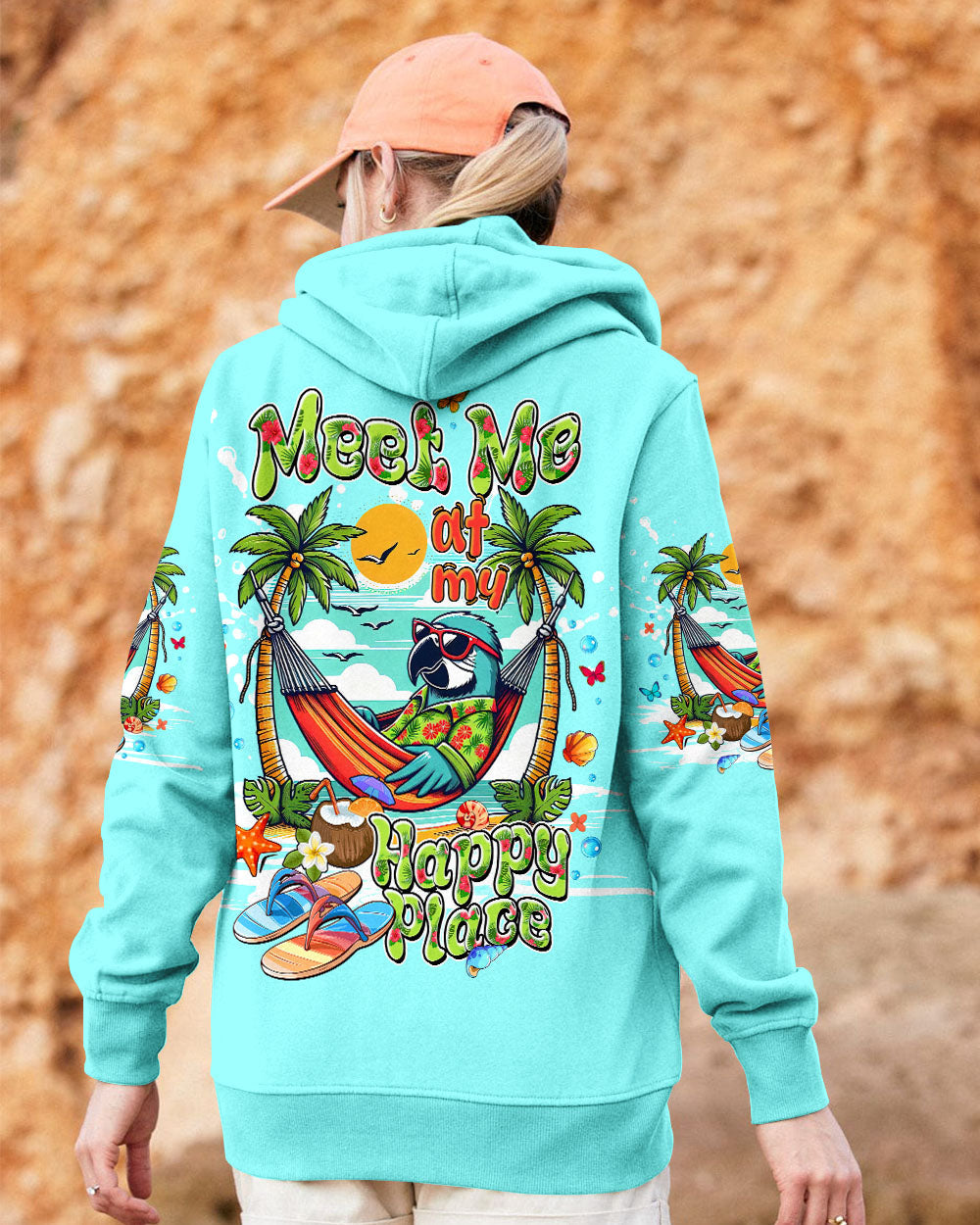 BLISSCORNERS MEET ME AT MY HAPPY PLACE PARROT ALL OVER PRINT