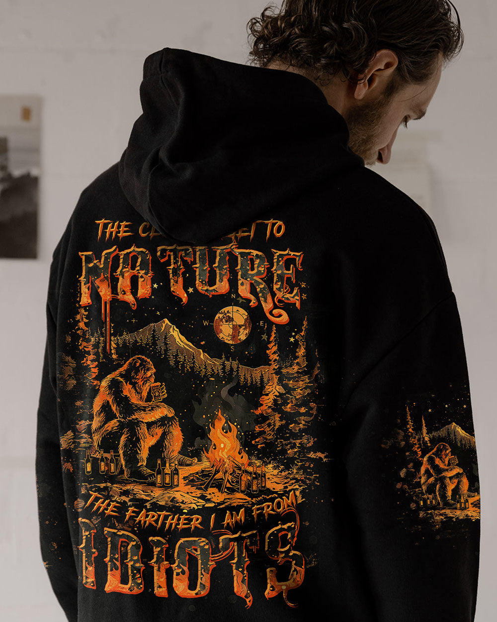 BLISSCORNERS THE CLOSER I GET TO NATURE BIGFOOT CAMPFIRE ALL OVER PRINT