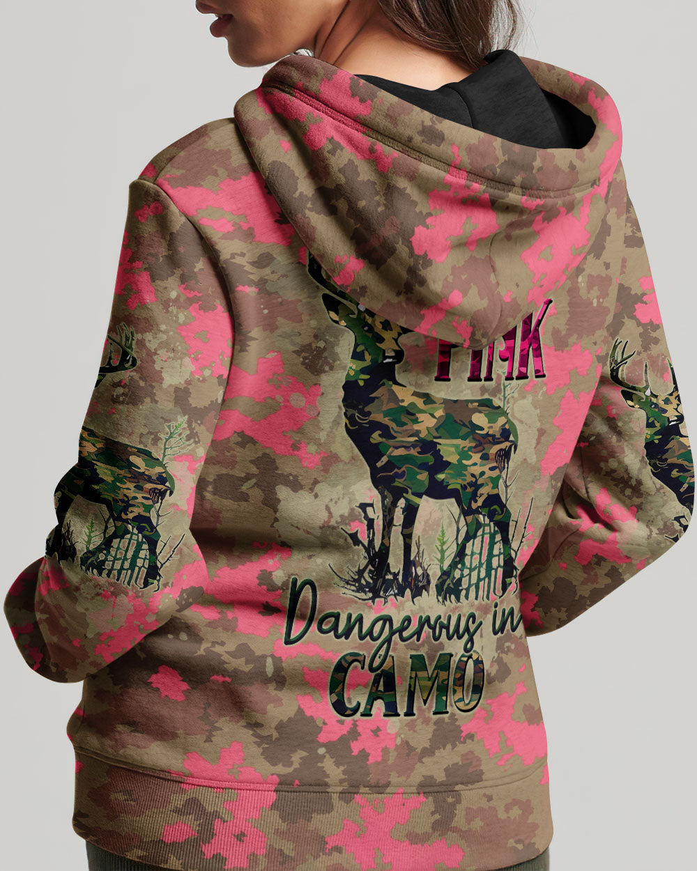 BLISSCORNERS DANGEROUS IN CAMO HUNTING DEER ALL OVER PRINT