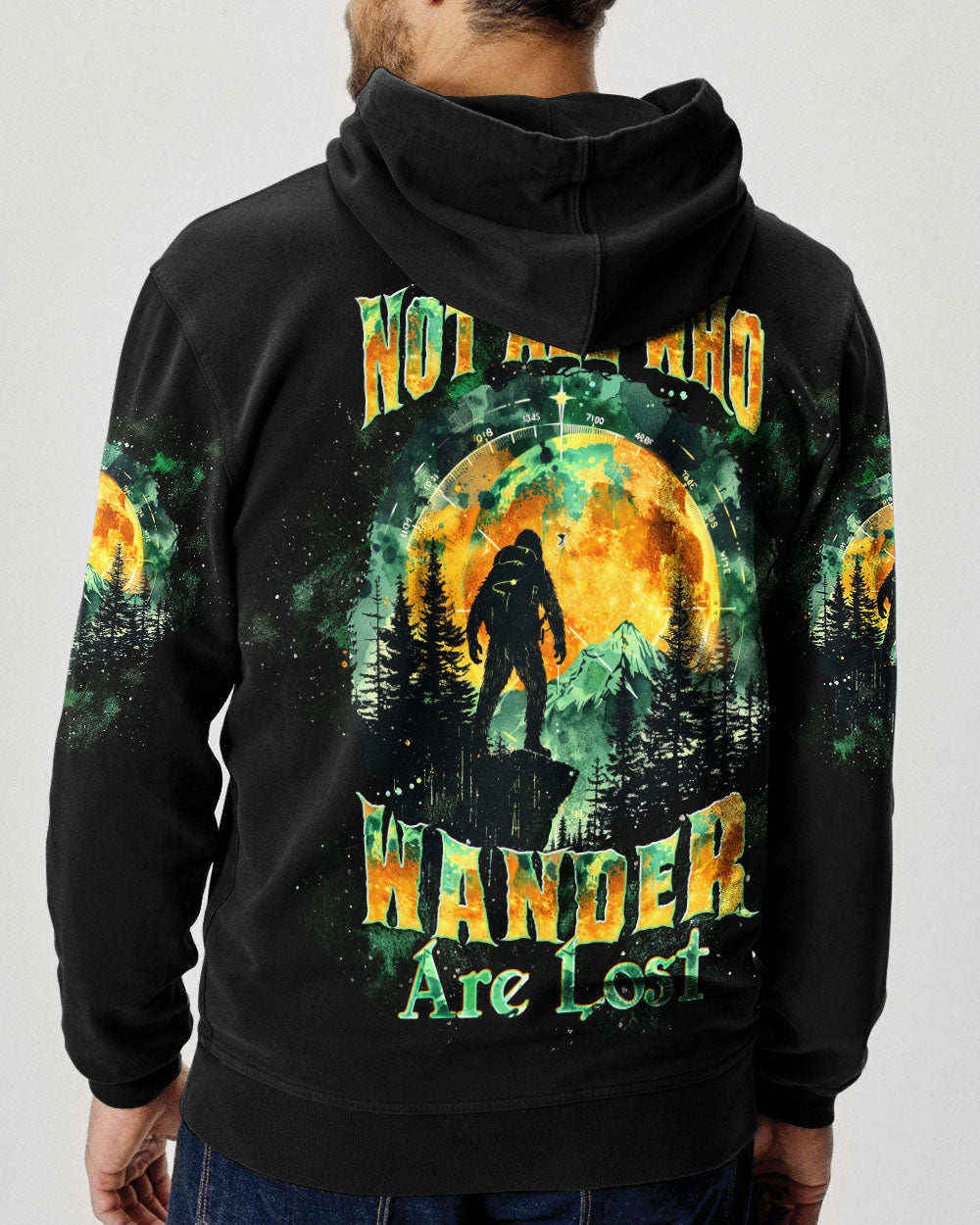 BLISSCORNERS NOT ALL WHO WANDER ARE LOST  BIGFOOT ALL OVER PRINT