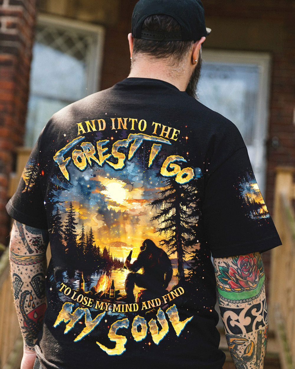 BLISSCORNERS AND INTO THE FOREST I GO BIGFOOT ALL OVER PRINT