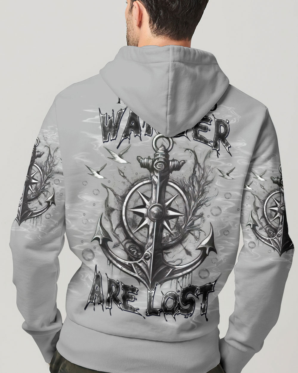 BLISSCORNERS NOT ALL WHO WANDER ARE LOST ANCHOR COMPASS ALL OVER PRINT