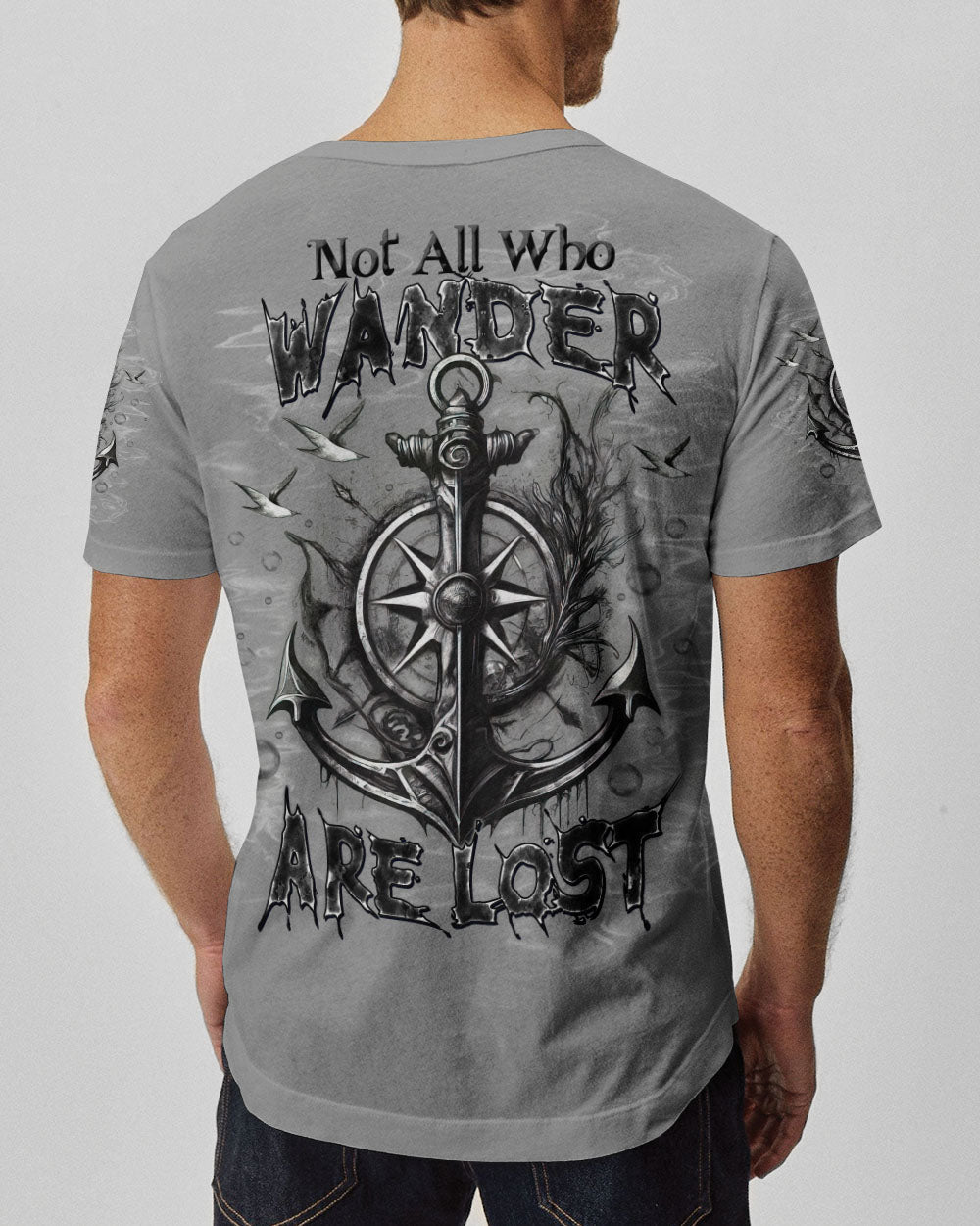 BLISSCORNERS NOT ALL WHO WANDER ARE LOST ANCHOR COMPASS ALL OVER PRINT