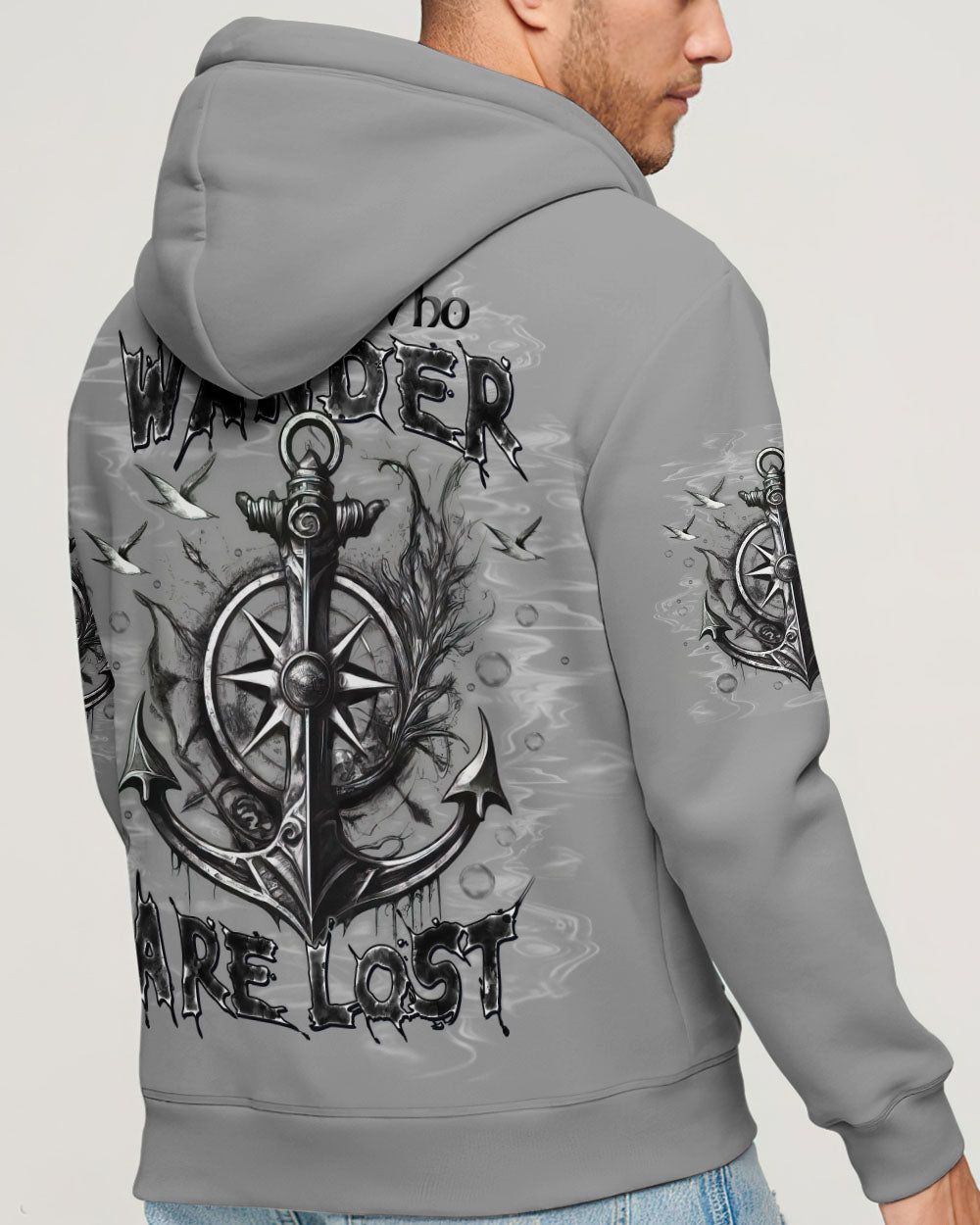 BLISSCORNERS NOT ALL WHO WANDER ARE LOST ANCHOR COMPASS ALL OVER PRINT