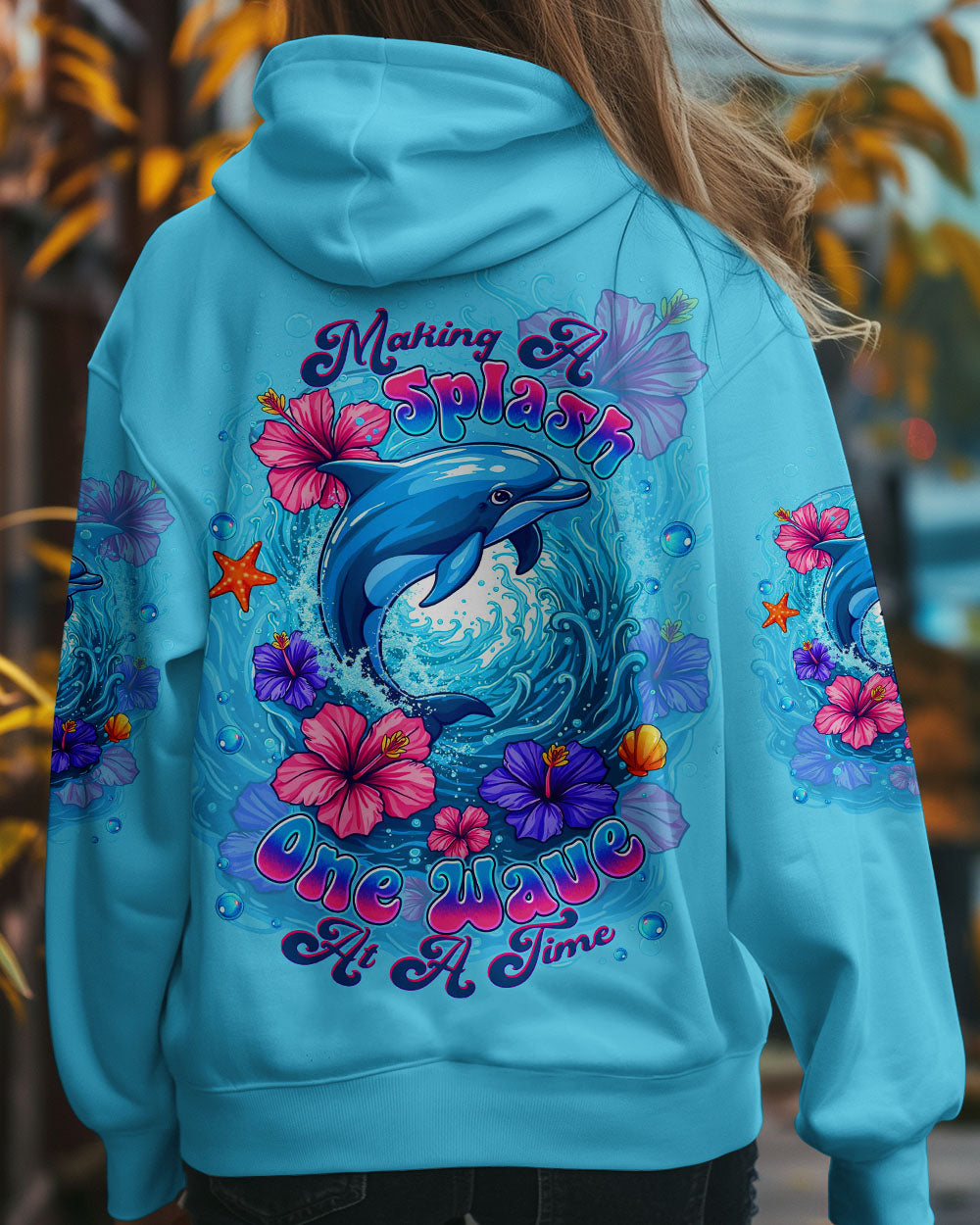 BLISSCORNERS MAKING A SPLASH ONE WAVE AT A TIME DOLPHIN ALL OVER PRINT