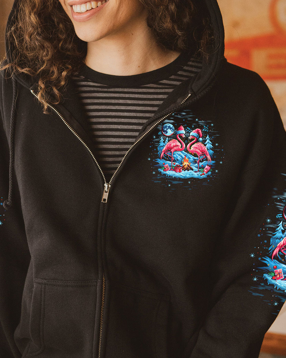 BLISSCORNERS MAKING MEMORIES ONE CAMPFIRE AT A TIME FLAMINGO CHRISTMAS ALL OVER PRINT -  TLTW1410244