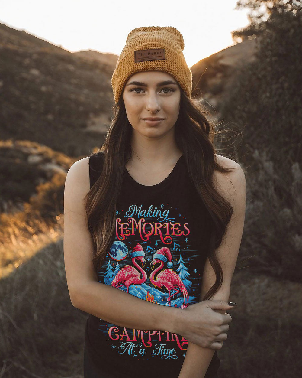 BLISSCORNERS MAKING MEMORIES ONE CAMPFIRE AT A TIME FLAMINGO CHRISTMAS ALL OVER PRINT -  TLTW1410244