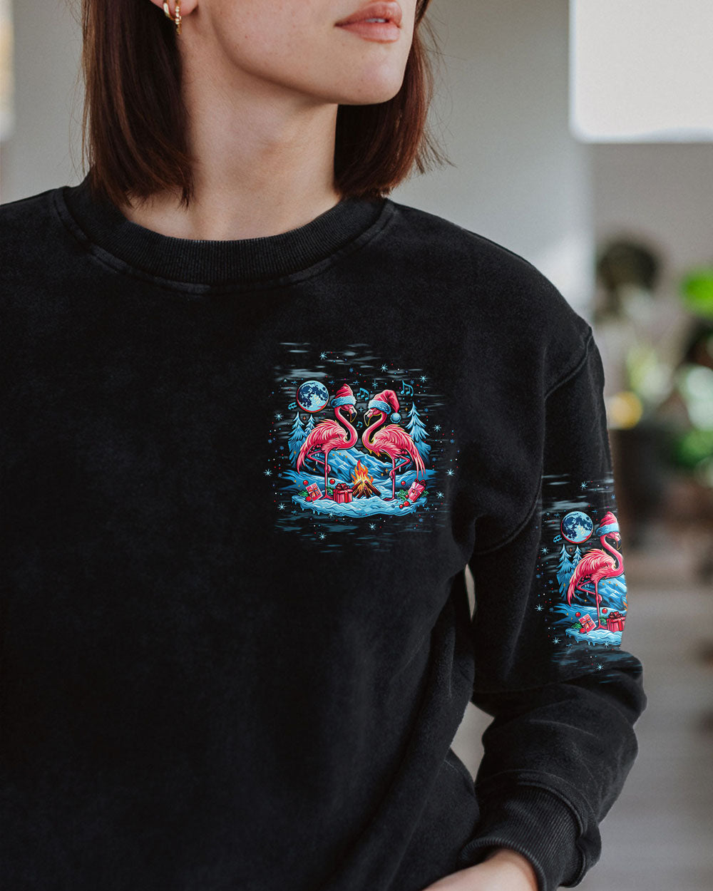 BLISSCORNERS MAKING MEMORIES ONE CAMPFIRE AT A TIME FLAMINGO CHRISTMAS ALL OVER PRINT -  TLTW1410244