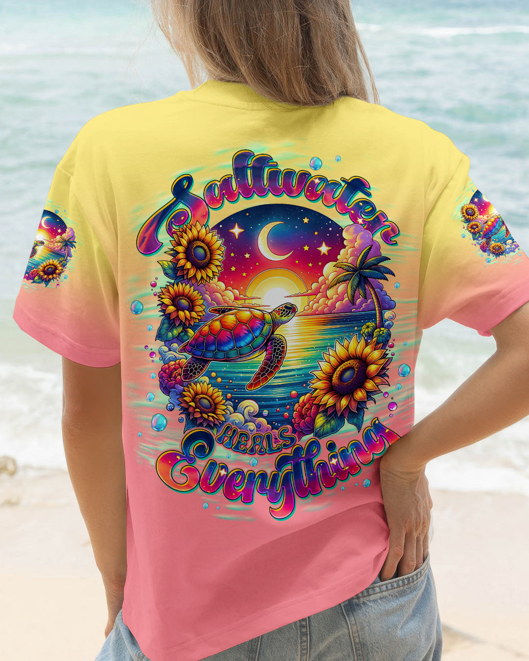 BLISSCORNERS SALTWATER HEALS EVERYTHING TURTLE ALL OVER PRINT