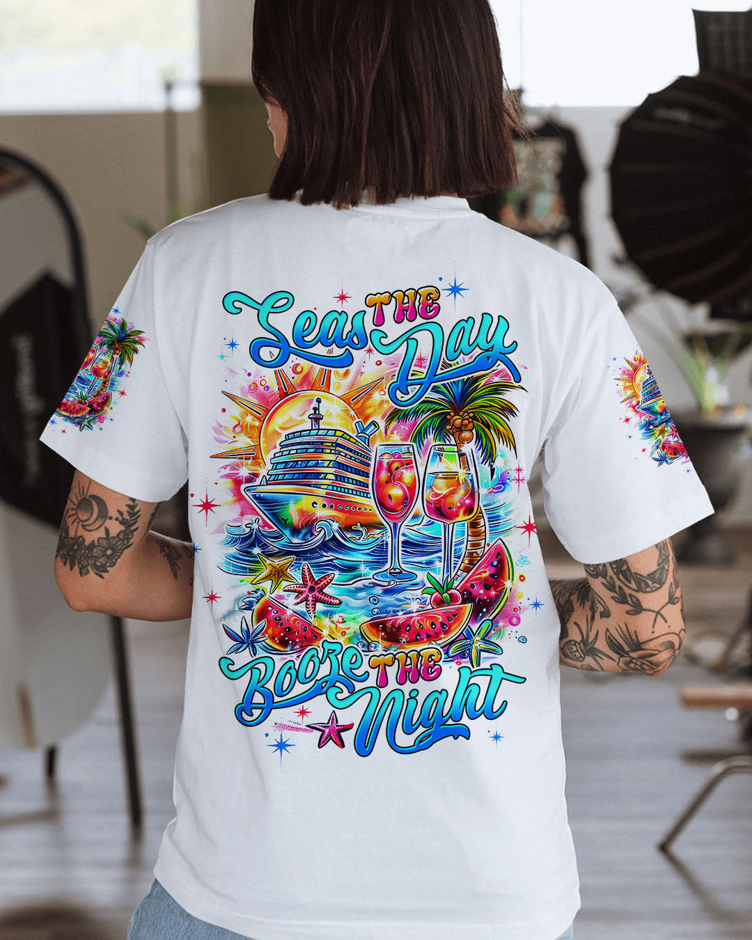 BLISSCORNERS SEAS THE DAY BOOZE THE NIGHT CRUISE ALL OVER PRINT