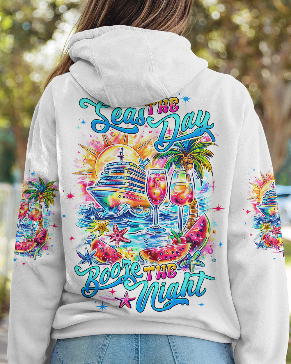 BLISSCORNERS SEAS THE DAY BOOZE THE NIGHT CRUISE ALL OVER PRINT