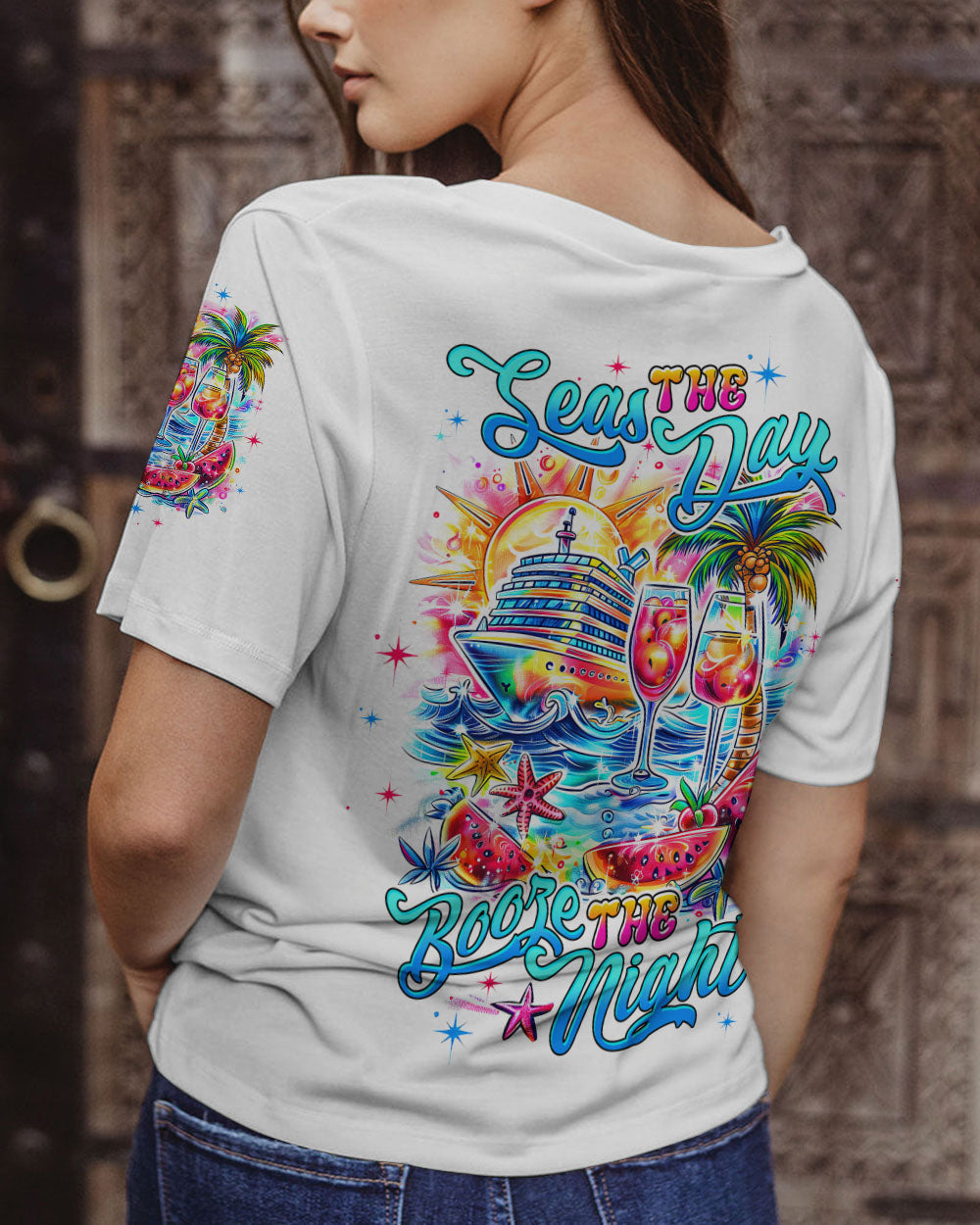 BLISSCORNERS SEAS THE DAY BOOZE THE NIGHT CRUISE ALL OVER PRINT