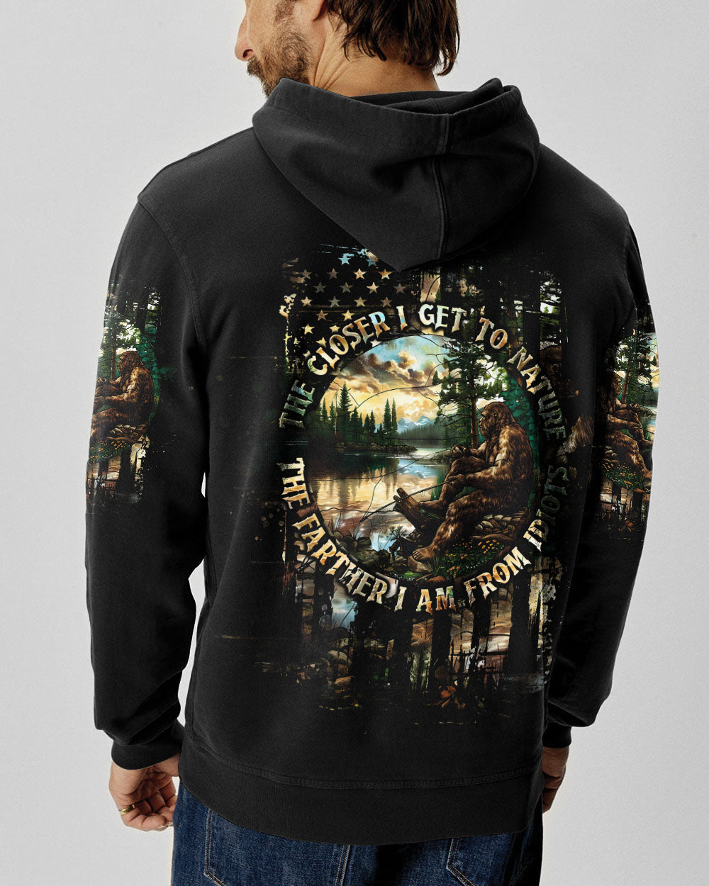 BLISSCORNERS THE CLOSER I GET TO NATURE BIGFOOT FISHING ALL OVER PRINT