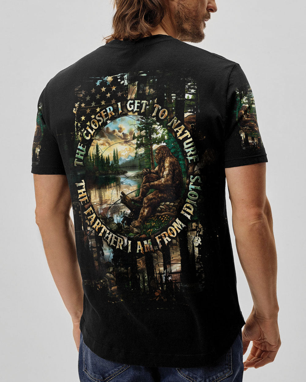 BLISSCORNERS THE CLOSER I GET TO NATURE BIGFOOT FISHING ALL OVER PRINT