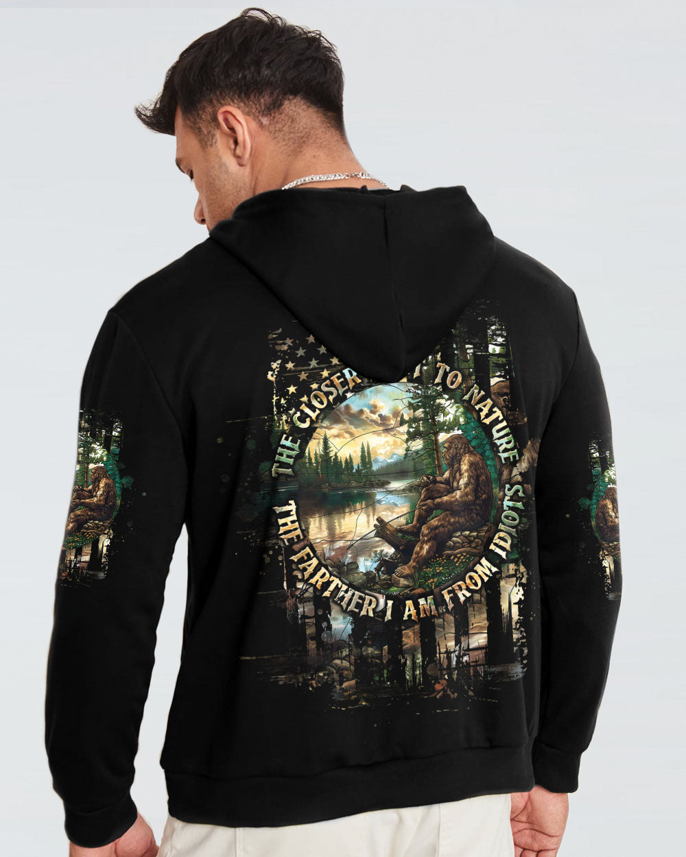 BLISSCORNERS THE CLOSER I GET TO NATURE BIGFOOT FISHING ALL OVER PRINT