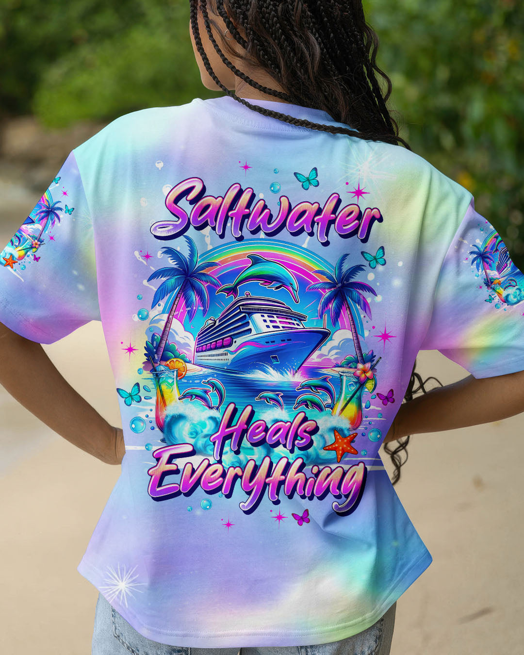 BLISSCORNERS SALTWATER HEALS EVERYTHING DOLPHIN CRUISE ALL OVER PRINT