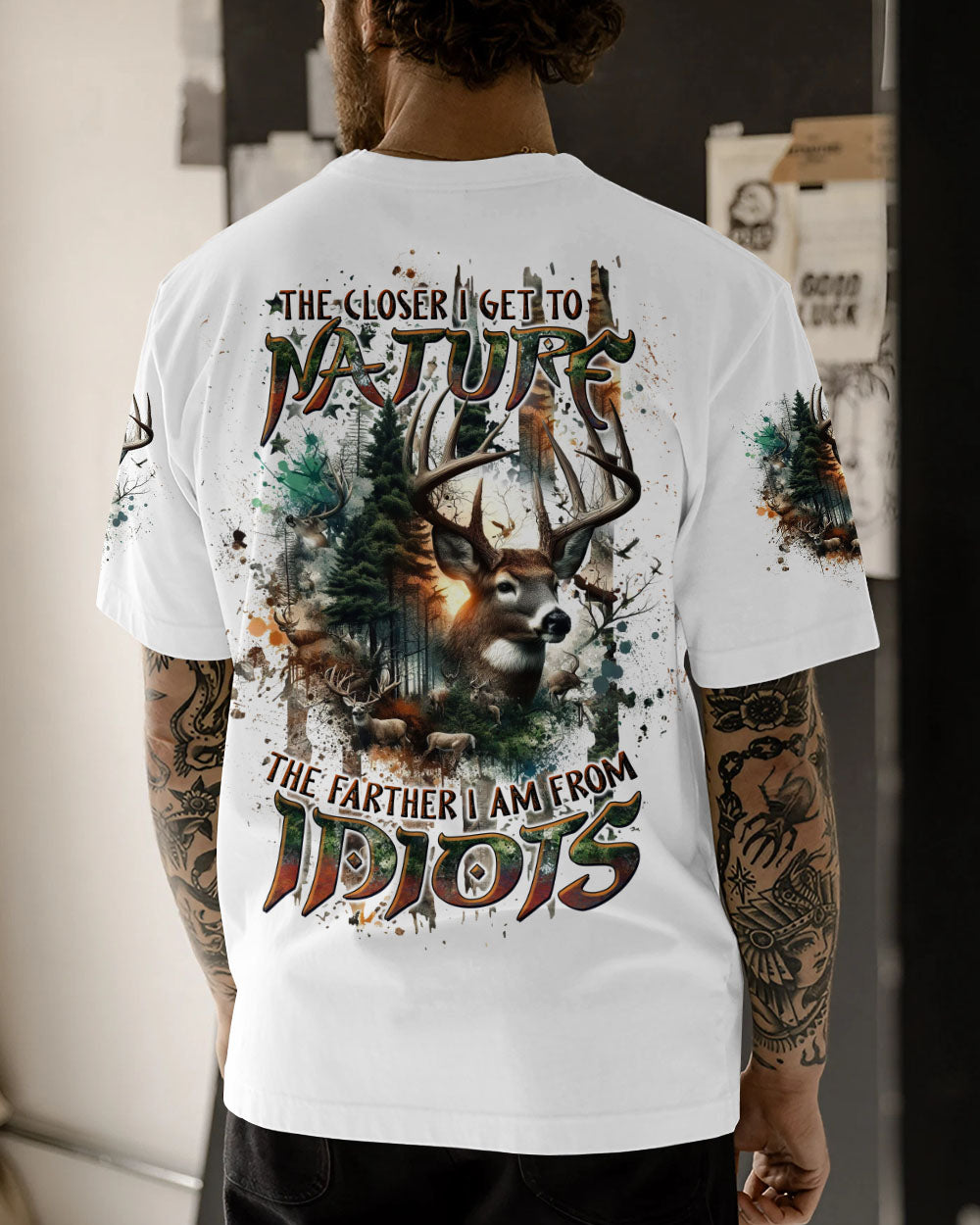 BLISSCORNERS THE CLOSER I GET TO NATURE DEER HUNTING ALL OVER PRINT