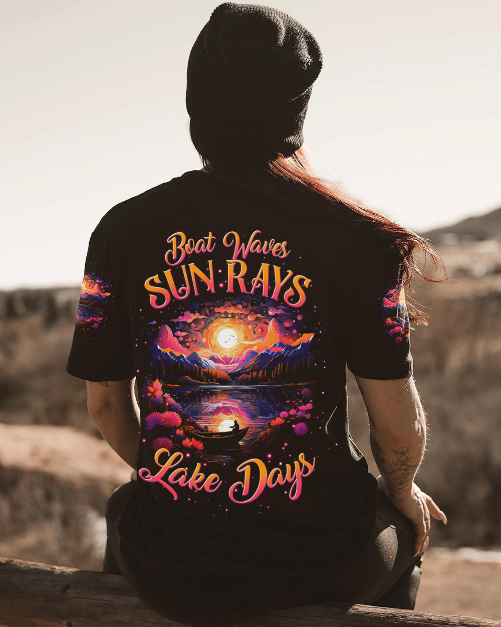 BLISSCORNERS BOAT WAVES SUN RAYS LAKE DAYS ALL OVER PRINT