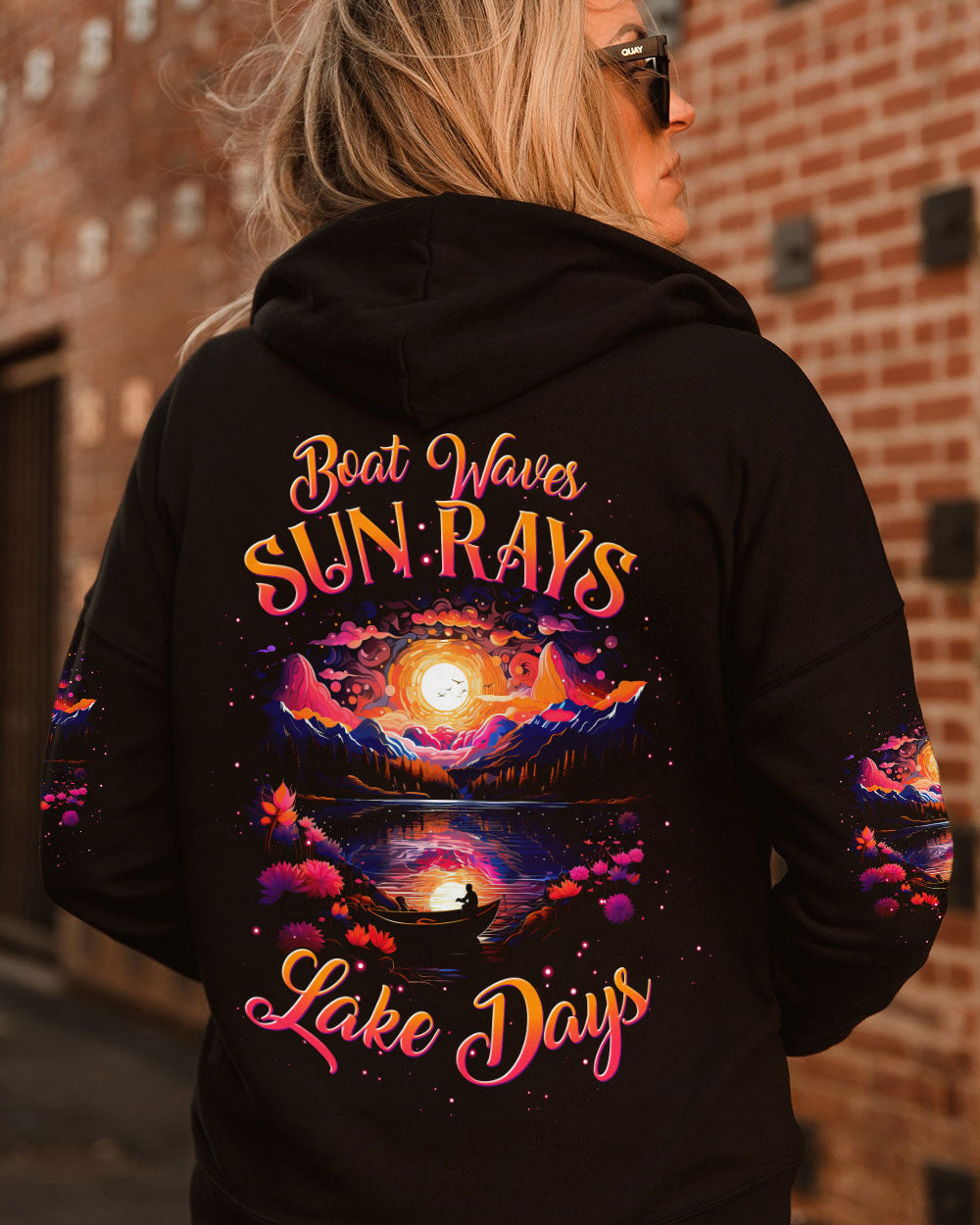 BLISSCORNERS BOAT WAVES SUN RAYS LAKE DAYS ALL OVER PRINT